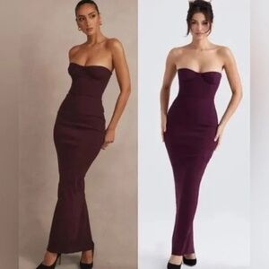 HOUSE OF CB Lucia Strapless Corset Maxi Dress in GRAPE PURPLE NWT